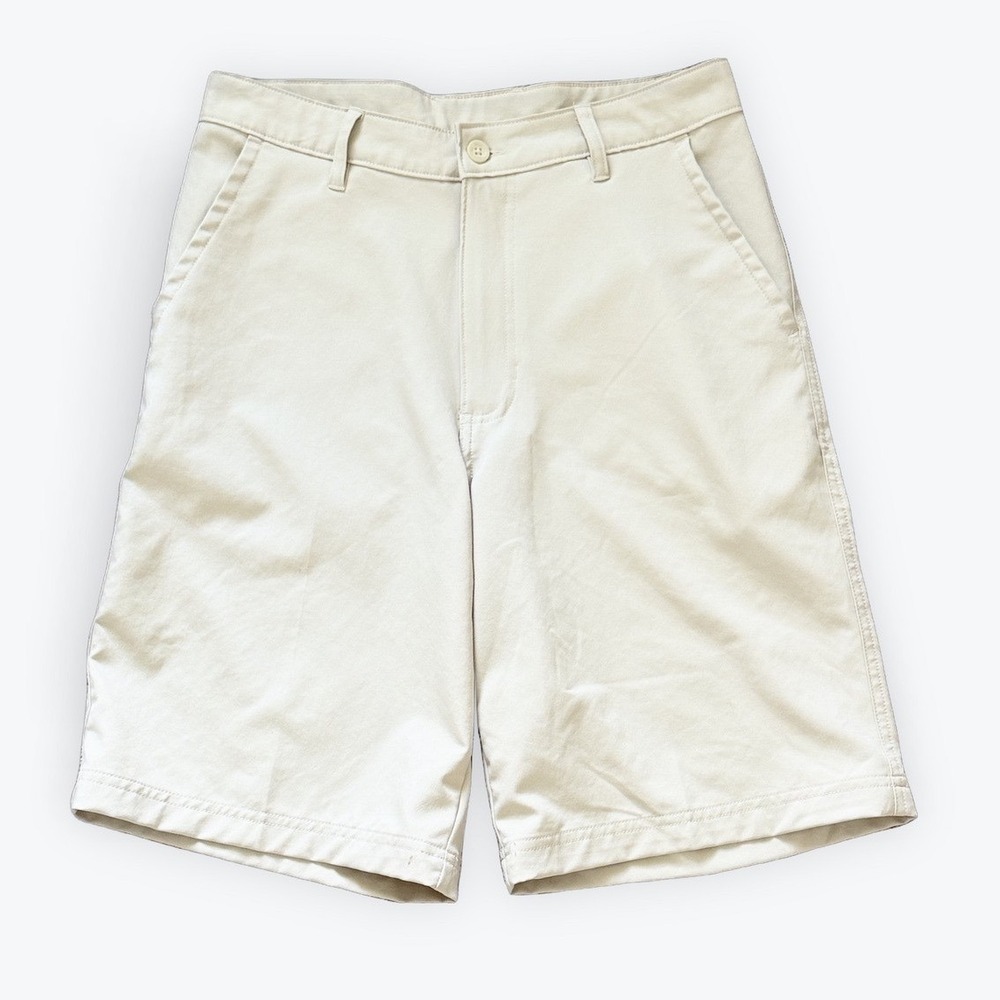 Champion Duo Dry Mens Golf Shorts 30W Tan Khaki Performance Polyester Flat Front